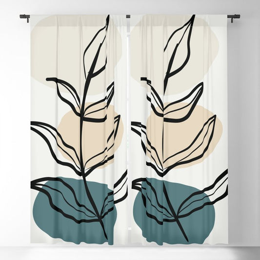 Abstract Line Art Floral Modern Minimal Colorful Shapes 2 2023 COTY Vining Ivy PPG1148-6 and Accents Blackout Curtain