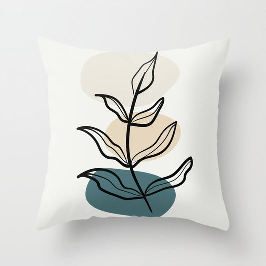 Abstract Line Art Floral Modern Minimal Colorful Shapes 2 2023 COTY Vining Ivy PPG1148-6 and Accents Throw Pillow