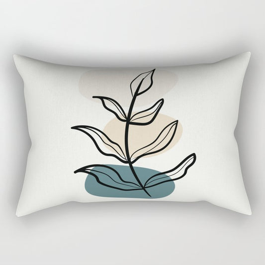 Abstract Line Art Floral Modern Minimal Colorful Shapes 2 2023 COTY Vining Ivy PPG1148-6 and Accents Rectangle Pillow