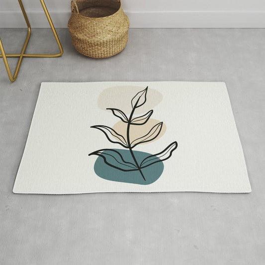 Abstract Line Art Floral Modern Minimal Colorful Shapes 2 2023 COTY Vining Ivy PPG1148-6 and Accents Throw and Area Rug