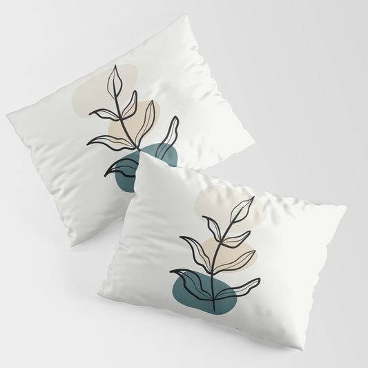 Abstract Line Art Floral Modern Minimal Colorful Shapes 2 2023 COTY Vining Ivy PPG1148-6 and Accents Pillow Sham Set