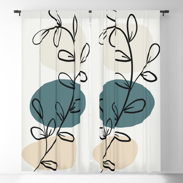 Abstract Line Art Floral Modern Minimal Colorful Shapes 2023 COTY Vining Ivy PPG1148-6 and Accents Blackout Curtain