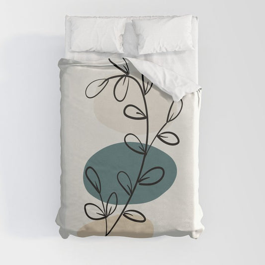 Abstract Line Art Floral Modern Minimal Colorful Shapes 2023 COTY Vining Ivy PPG1148-6 and Accents Duvet Cover
