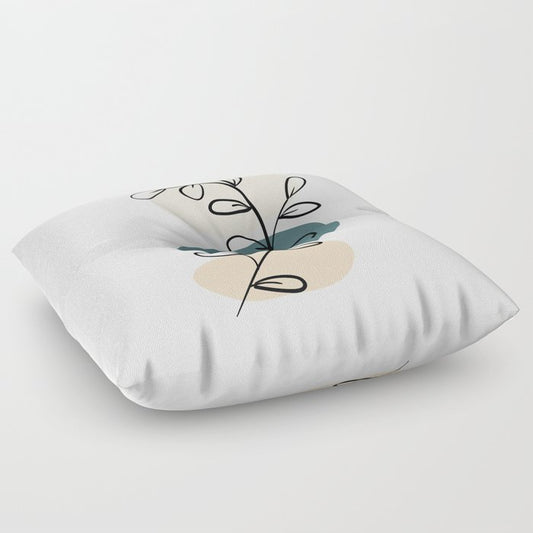 Abstract Line Art Floral Modern Minimal Colorful Shapes 2023 COTY Vining Ivy PPG1148-6 and Accents Floor Pillow