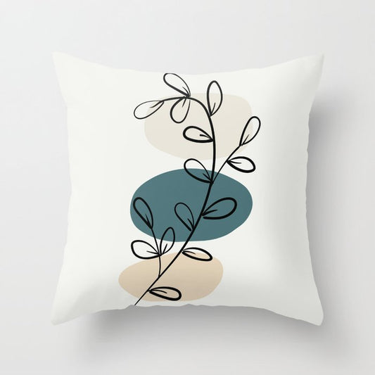Abstract Line Art Floral Modern Minimal Colorful Shapes 2023 COTY Vining Ivy PPG1148-6 and Accents Throw Pillow