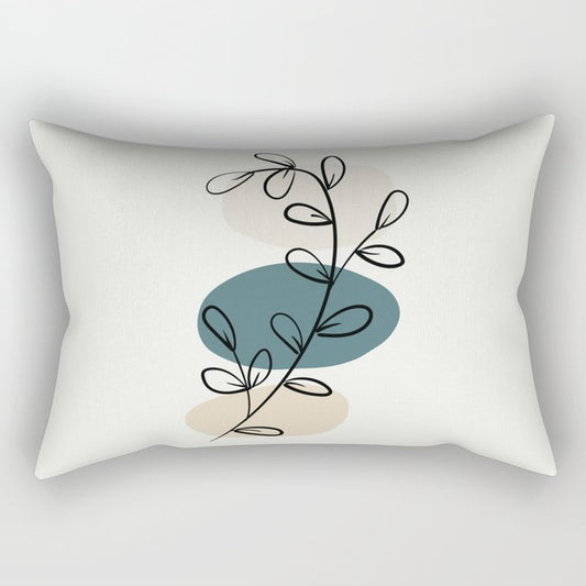 Abstract Line Art Floral Modern Minimal Colorful Shapes 2023 COTY Vining Ivy PPG1148-6 and Accents Rectangle Pillow