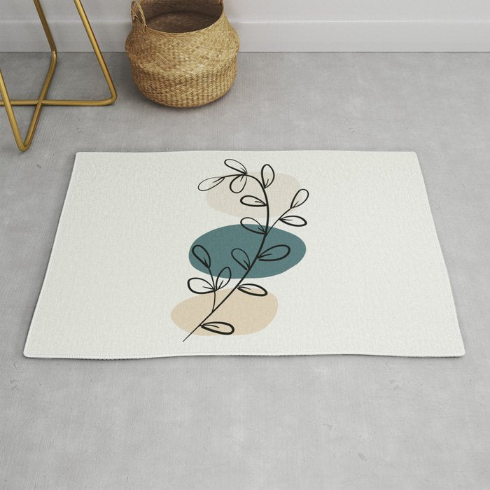 Abstract Line Art Floral Modern Minimal Colorful Shapes 2023 COTY Vining Ivy PPG1148-6 and Accents Throw and Area Rug
