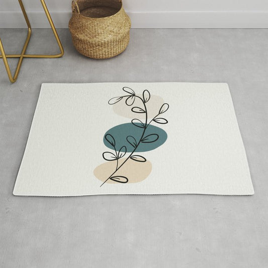 Abstract Line Art Floral Modern Minimal Colorful Shapes 2023 COTY Vining Ivy PPG1148-6 and Accents Throw and Area Rug