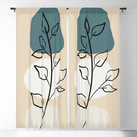 Abstract Line Art Floral Modern Minimal Colorful Shapes 3 2023 COTY Vining Ivy PPG1148-6 and Accents Blackout Curtain