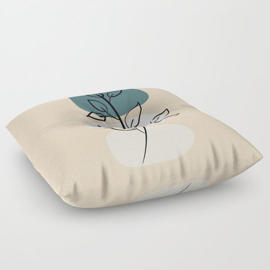 Abstract Line Art Floral Modern Minimal Colorful Shapes 3 2023 COTY Vining Ivy PPG1148-6 and Accents Floor Pillow
