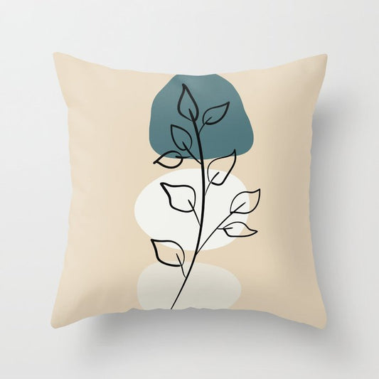 Abstract Line Art Floral Modern Minimal Colorful Shapes 3 2023 COTY Vining Ivy PPG1148-6 and Accents Throw Pillow