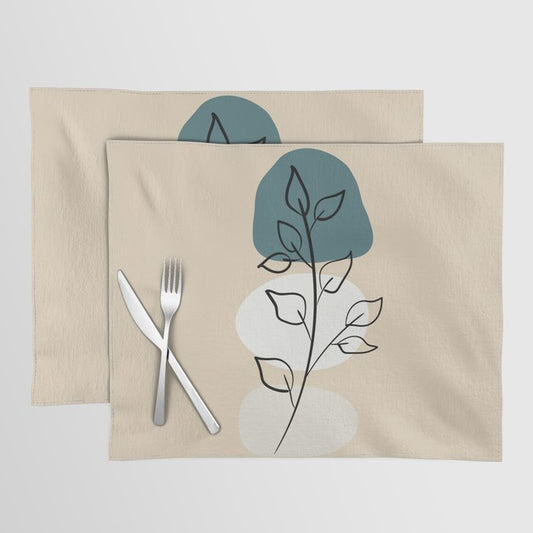 Abstract Line Art Floral Modern Minimal Colorful Shapes 3 2023 COTY Vining Ivy PPG1148-6 and Accents Placemat Set