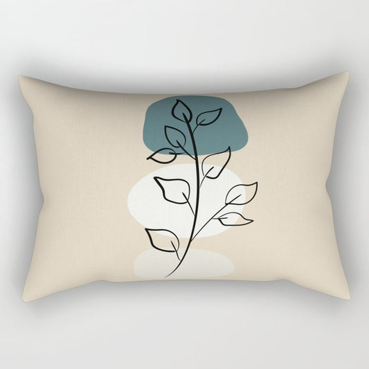 Abstract Line Art Floral Modern Minimal Colorful Shapes 3 2023 COTY Vining Ivy PPG1148-6 and Accents Rectangle Pillow
