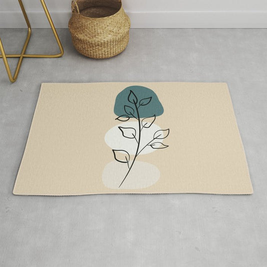 Abstract Line Art Floral Modern Minimal Colorful Shapes 3 2023 COTY Vining Ivy PPG1148-6 and Accents Throw and Area Rug
