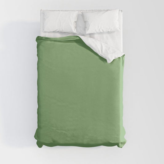 Abundance of Green Solid Color  Pairs To Sherwin Williams Organic Green SW 6732 Duvet Cover