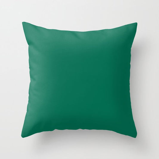 Abundant Dark Aquamarine Green Blue Solid Color Pairs To Sherwin Williams Starboard SW 6755 Throw Pillow
