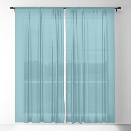 Active Blue Solid Color Pairs Behr 2022 Trending Hue - Shade - Explorer Blue M470-5 Sheer Curtain