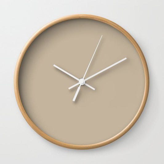 Acute Tan Solid Color - Accent Shade - Matches Sherwin Williams Barcelona Beige SW 7530 Wall Clock