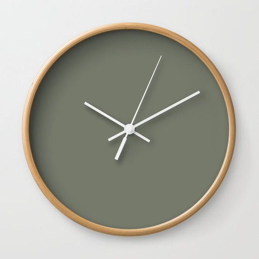 Aged Olive Green Solid Color Pairs Dutch Boys 2022 Popular Hue Wild Basil 424-5DB - Getaway Palette Wall Clock