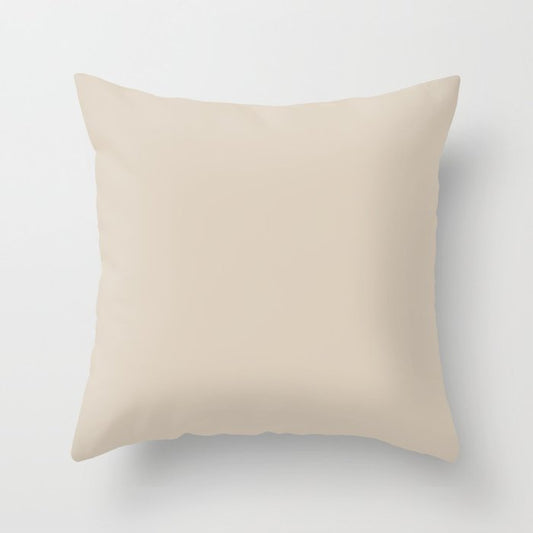 Aged Porcelain Beige Solid Color - Accent Shade - Matches Sherwin Williams China Doll SW 7517 Throw Pillow