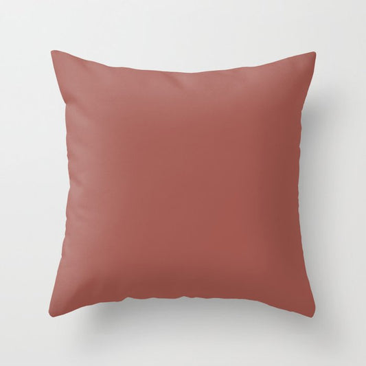 Aged Wine Dark Red Clay Brown Solid Color Pairs To Sherwin Williams Bold Brick SW 6327 Throw Pillow