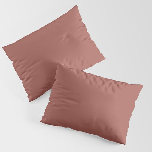 Aged Wine Dark Red Clay Brown Solid Color Pairs To Sherwin Williams Bold Brick SW 6327 Pillow Sham Set