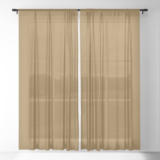 Ageless Mid Tone Golden Brown Solid Color Pairs To Sherwin Williams Sconce Gold SW 6398 Sheer Curtain