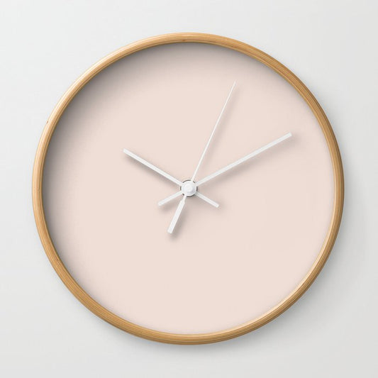 Airy Pastel Pink Solid Color Accent Shade / Hue Matches Sherwin Williams Faint Coral SW 6329 Wall Clock