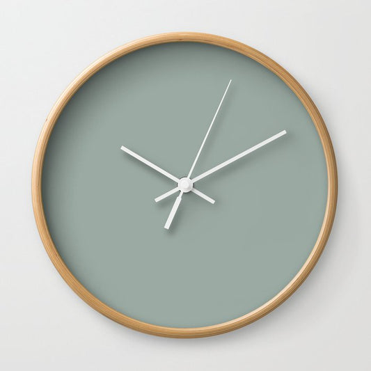 Allaying Grey Blue Green Solid Color Pairs To Sherwin Williams Halcyon Green SW 6213 Wall Clock