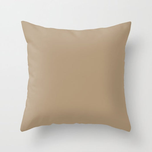 Almond Neutral Brown Solid Color - Accent Shade - Matches Sherwin Williams Artisan Tan SW 7540 Throw Pillow