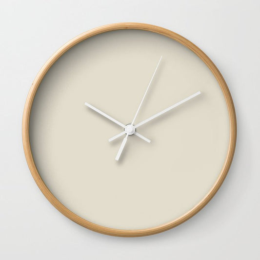 Almond Off White Solid Color Pairs 2023 Trending Hue Glidden Fossil Stone PPG1102-2 Wall Clock