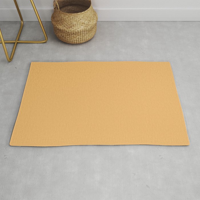 Angelic Orange Yellow Solid Color Pairs To Sherwin Williams Olden Amber SW 9013 Throw & Area Rugs
