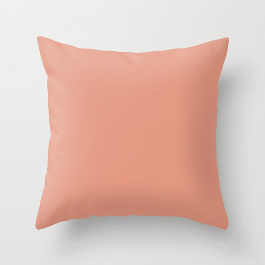 Animated Coral Pink Solid Color Accent Shade / Hue Matches Sherwin Williams Sockeye SW 6619 Throw Pillow