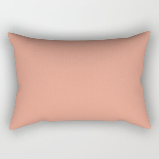Animated Coral Pink Solid Color Accent Shade / Hue Matches Sherwin Williams Sockeye SW 6619 Rectangular Pillow