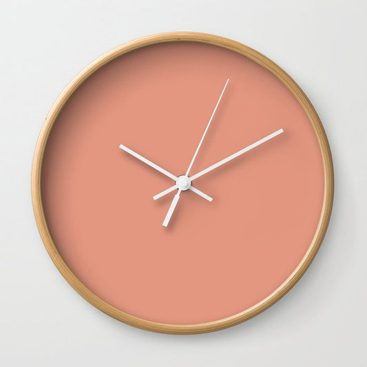 Animated Coral Pink Solid Color Accent Shade / Hue Matches Sherwin Williams Sockeye SW 6619 Wall Clock