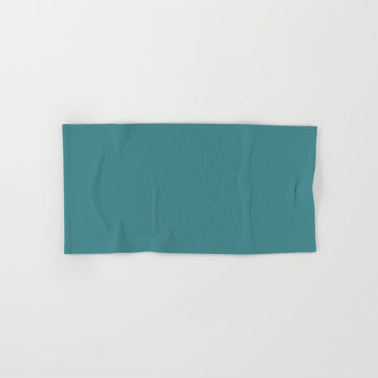 Aqua Blue-Green Solid Color Pairs 2022 Spring / Summer Trending Hue Pantone Teal 17-4919 Hand & Bath Towel