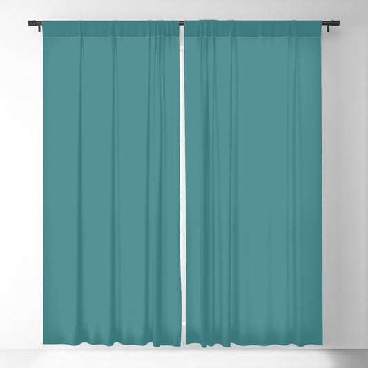 Aqua Blue-Green Solid Color Pairs 2022 Spring / Summer Trending Hue Pantone Teal 17-4919 Blackout Curtain