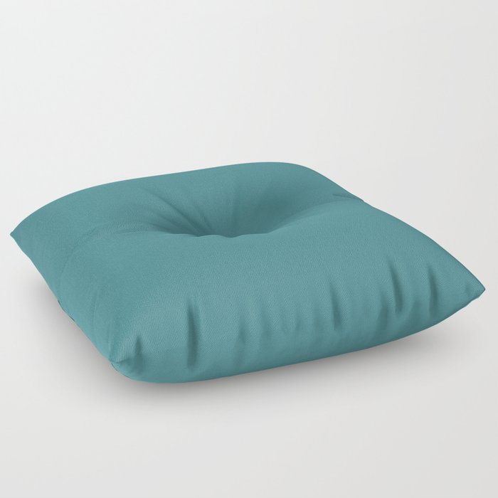 Aqua Blue-Green Solid Color Pairs 2022 Spring / Summer Trending Hue Pantone Teal 17-4919 Floor Pillow