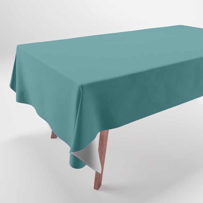 Aqua Blue-Green Solid Color Pairs 2022 Spring / Summer Trending Hue Pantone Teal 17-4919 Tablecloth