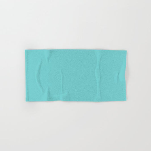 Aqua Blue Green Solid Color Inspired by Behr Soft Turquoise P460-3 Hand & Bath Towel