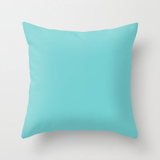 Aqua Blue Green Solid Color Inspired by Behr Soft Turquoise P460-3 Throw Pillow