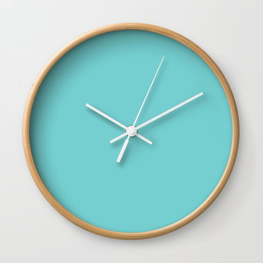 Aqua Blue Green Solid Color Inspired by Behr Soft Turquoise P460-3 Wall Clock