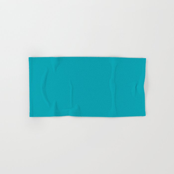 Aqua Blue Solid Color Pairs 2022 Spring / Summer Trending Hue Pantone Peacock Blue 16-4728 Hand & Bath Towel