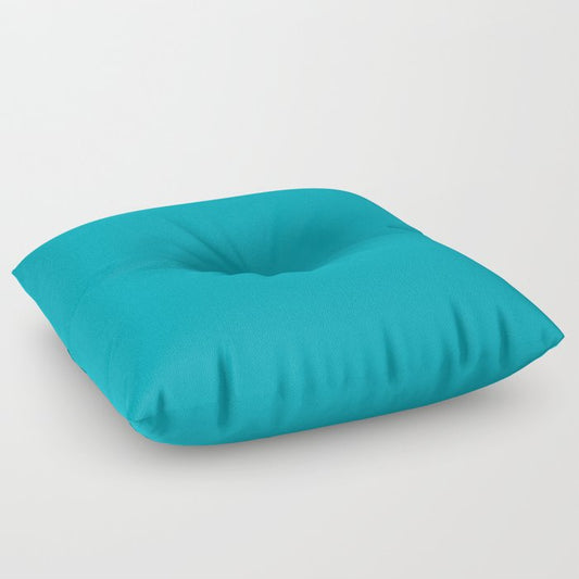 Aqua Blue Solid Color Pairs 2022 Spring / Summer Trending Hue Pantone Peacock Blue 16-4728 Floor Pillow