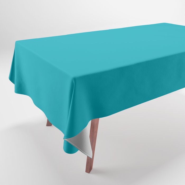 Aqua Blue Solid Color Pairs 2022 Spring / Summer Trending Hue Pantone Peacock Blue 16-4728 Tablecloth
