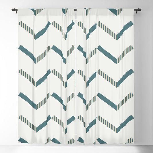 Aqua Cream and Beige Striped Chevron Pattern 2023 COTY Vining Ivy PPG1148-6 Accents Blackout Curtain