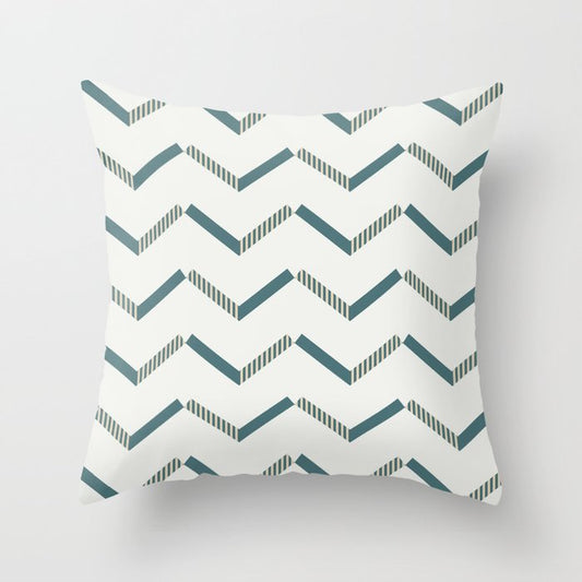 Aqua Cream and Beige Striped Chevron Pattern 2023 COTY Vining Ivy PPG1148-6 Accents Throw Pillow
