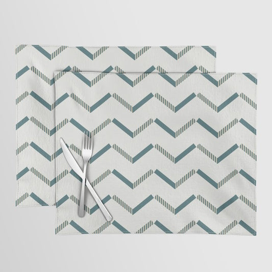 Aqua Cream and Beige Striped Chevron Pattern 2023 COTY Vining Ivy PPG1148-6 Accents Placemat Set