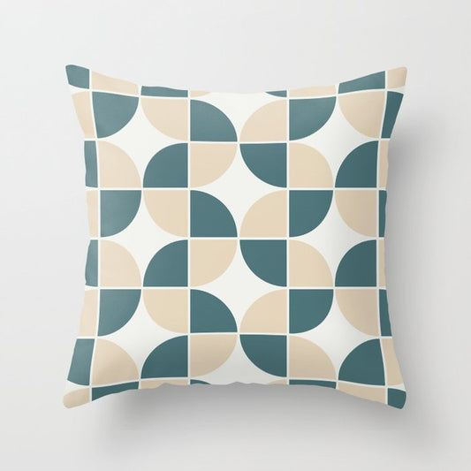 Aqua Cream Beige Geometric Shape Mid-century Modern Pattern 2023 COTY Vining Ivy PPG1148-6 Accents Throw Pillow