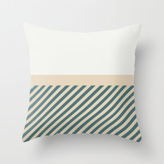 Aqua Cream Beige Scandinavian Modern Fine Line Horizontal Pattern 2023 COTY Vining Ivy PPG1148-6 Throw Pillow